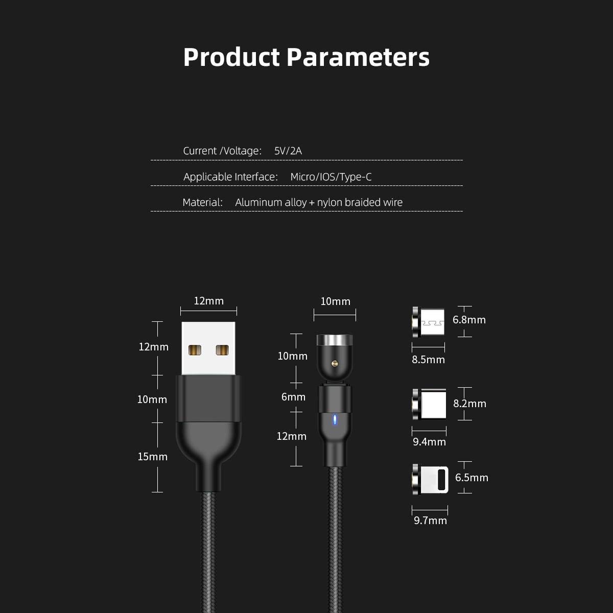 BoxWave Cable Compatible with SteelSeries Arctis 9X - MagnetoSnap AllCharge Cable, Magnet Charging Cable USB Type-C Micro USB for SteelSeries Arctis 9X - Jet Black