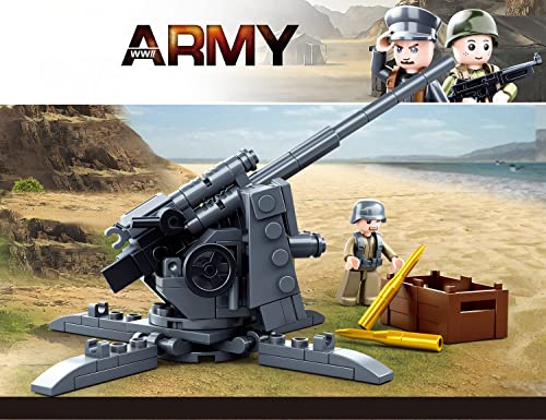 hhohio Hunter Tank Destroyer, Military Brick WW2 Flak Anti-Tank Gun Sets, Army World War 2 Toys Building Block with 3 Soldiers Figures (459 Pieces)