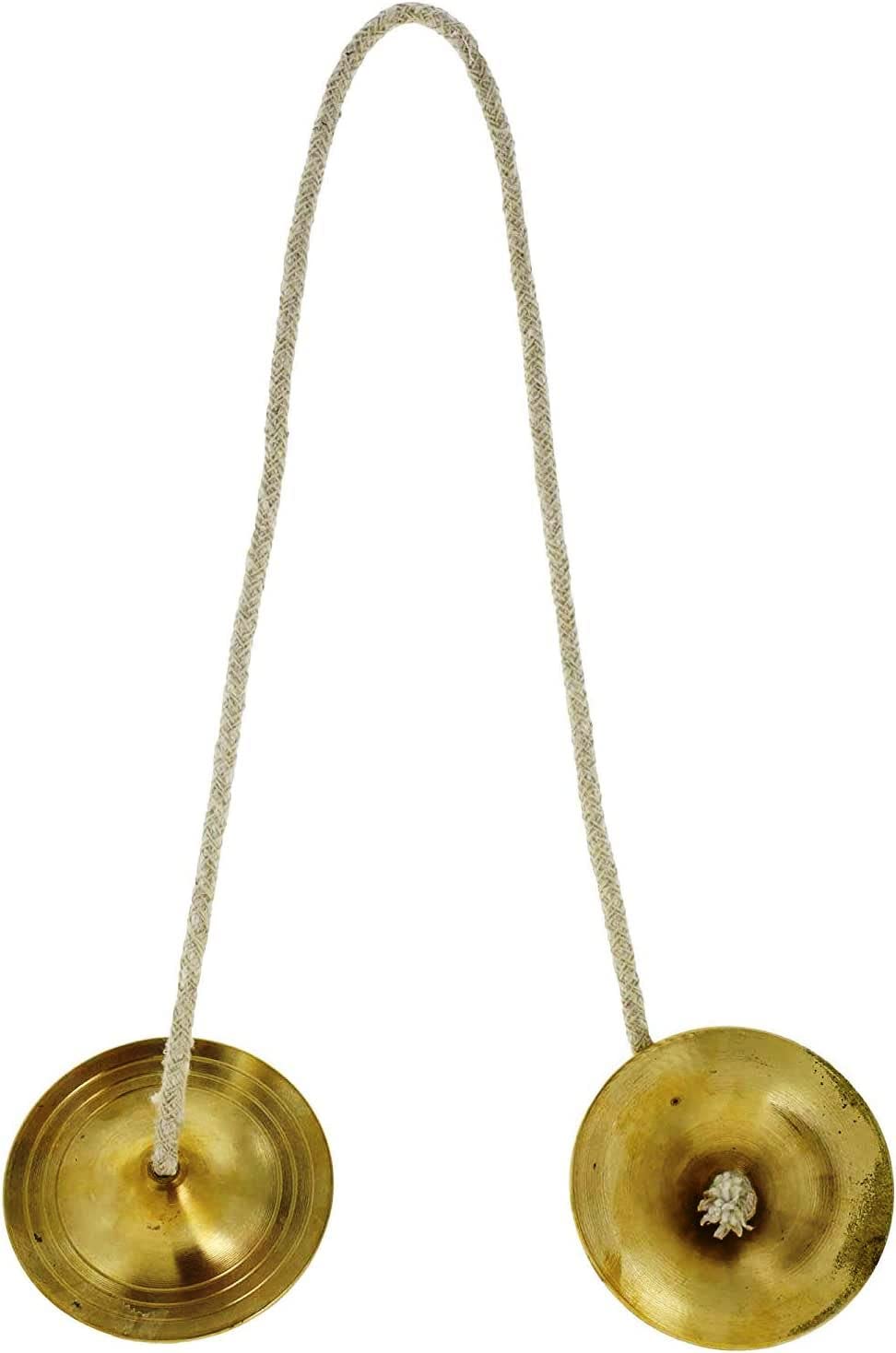 Indian Traditional Brass Manjeera/Manjira Musical Instruments Percussion Hand Cymbals for Hindu Bhajans 2.5 Inches for Meditation, Pray, Yoga, Sound Healing