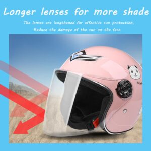 Open Face 3/4 Children's Helmet with Visor Motorcycle Electric Novelty Half Helmet for Boys Girls, Cute Cartoon Kids Motorbike Scooter Cruiser Jet Helmet for Kids DOT Approved -H