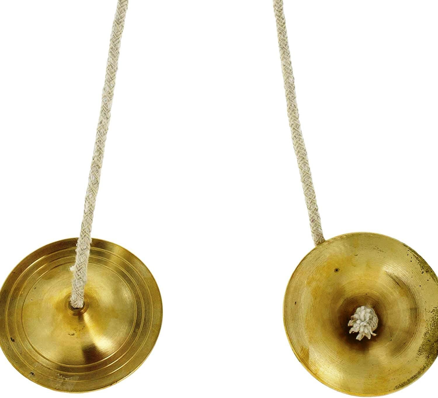 Indian Traditional Brass Manjeera/Manjira Musical Instruments Percussion Hand Cymbals for Hindu Bhajans 2.5 Inches for Meditation, Pray, Yoga, Sound Healing