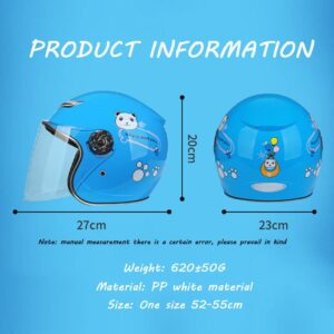 Open Face 3/4 Children's Helmet with Visor Motorcycle Electric Novelty Half Helmet for Boys Girls, Cute Cartoon Kids Motorbike Scooter Cruiser Jet Helmet for Kids DOT Approved -H