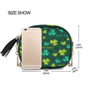 ALAZA St Patrick Day Shamrocks Clover Lucky Leaf PU Leather Small Women Crossbody Shoulder Bag Purse Wallet with Adjustable Chain Strap