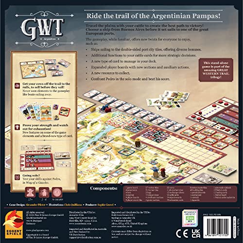 Great Western Trail 2nd Edition Argentina Board Game - Cattle Ranching Adventure in The Pampas! Strategy Game for Kids & Adults, Ages 12+, 1-4 Players, 75-150 Min Playtime Made by Eggertspiele