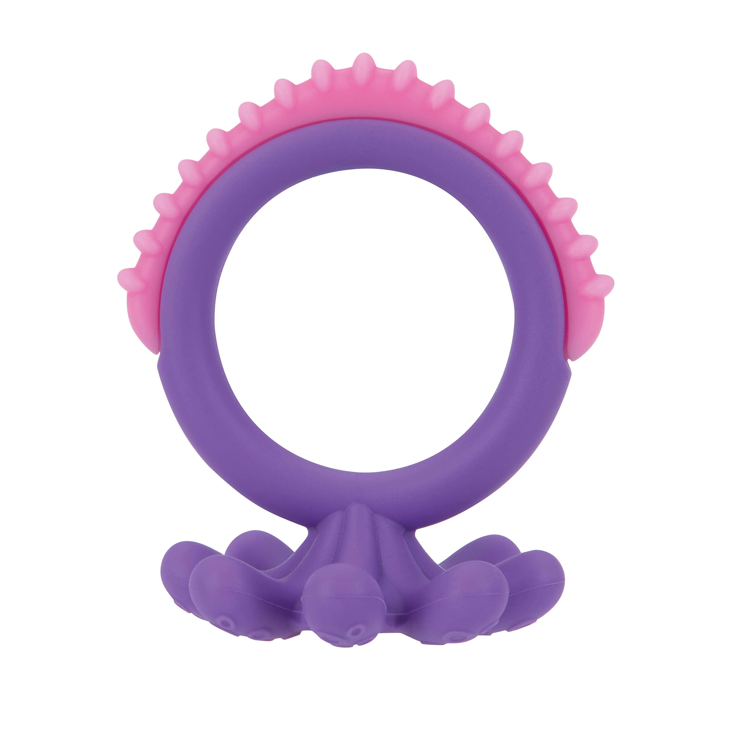 Nuby Geo Zoos Massaging Teether - Baby Teething Toy - Soft Easy Grip - 3+ Months - Purple Octopus