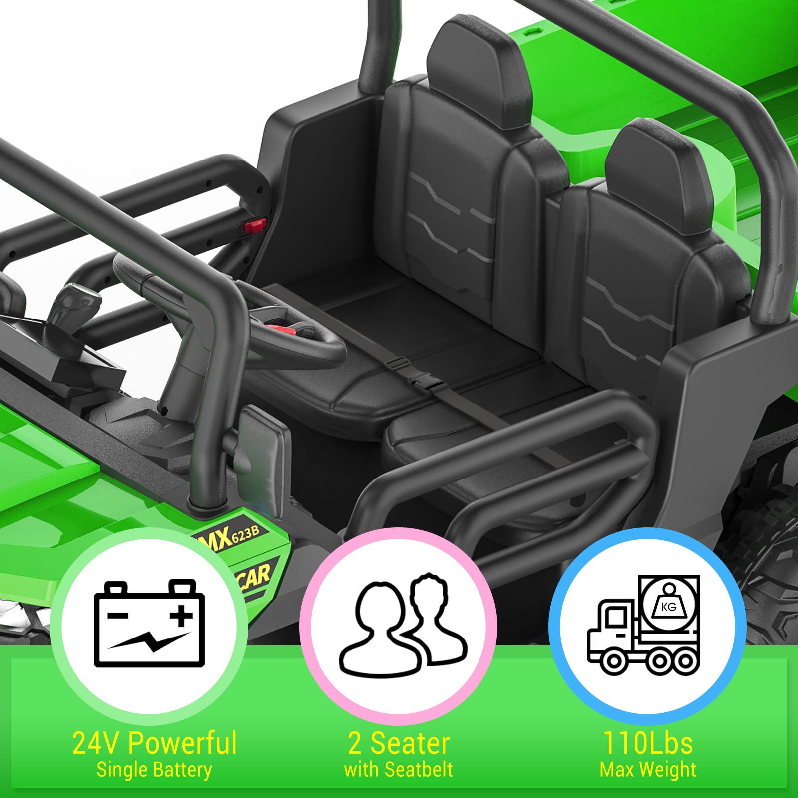 Ride On Dump Truck for Kids Ride On Car with Remote Control Electric UTV Vehicles with Electric Dump Bed, 4WD Power Ride-on 6 Wheels Ride On Toys for Boys Girls