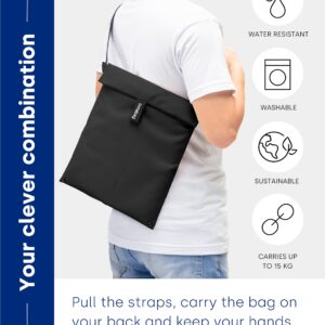 Notabag Crossbody bag (black) – All in one tote bag, handbag, fanny pack & belt bag – Innovative design made from recycled materials – Crossbody bag men and women – Versatile cross body bag