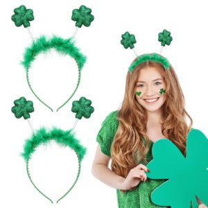 2 Pack St Patrick's Headband Green Shamrock Clover Lucky Headbands for Women Girls, St Patrick's Day Irish Accessories Head Wear