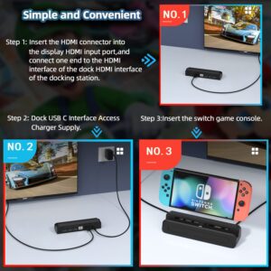 Switch Dock for Nintendo Switch/Switch OLED,Portable Dock with 1000Mbs LAN Port 4K HDMI TV USB 2.0 Port and USB C Charging Port,Compatible with Nintendo Switch