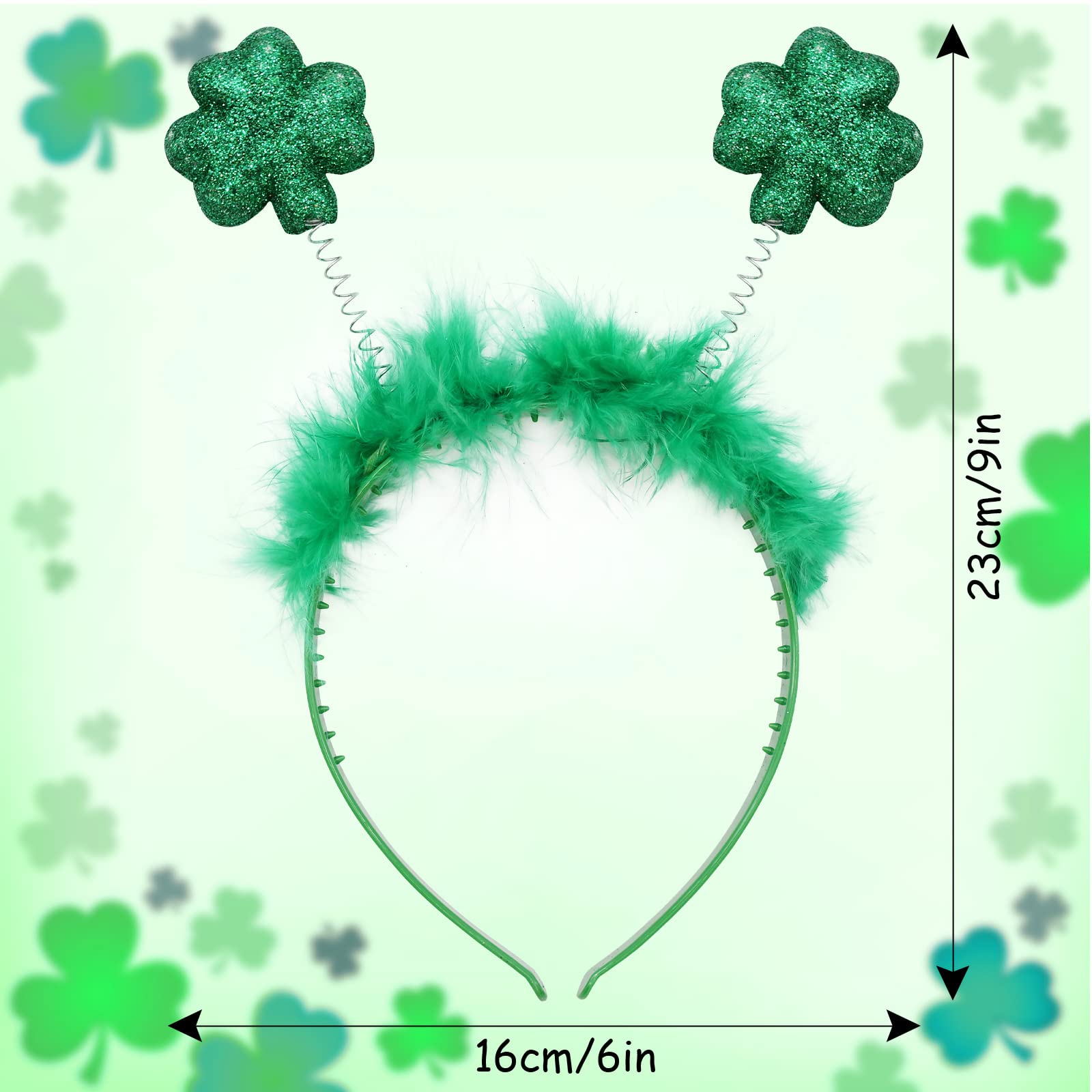 2 Pack St Patrick's Headband Green Shamrock Clover Lucky Headbands for Women Girls, St Patrick's Day Irish Accessories Head Wear