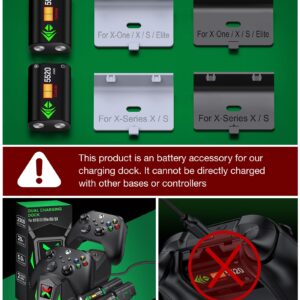 NinABXY Controller Rechargeable Battery Pack - 2X5520mWH Xbox Battery Pack for Xbox One/Series X/S,Xbox One S/X/Elite, Xbox Controller Battery Pack with 4 Battery Covers,Without Base