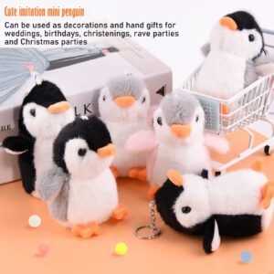 WXJ13 12 Pieces Mini Stuffed Animal Penguin Plush 4.3 Inch Small Penguin Stuffed Tiny Cute Hanging Plush Penguin for Party Favors Decorations Keychain Bag Decor(Black,Grey,Pink)