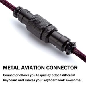 Nysivy Custom Coiled USB C to A Cable with Detachable Double Sleeved Spiral Cable Extendable Spring Line Metal Aviator for Playstation, Mechanical Gaming Keyboards,Game Console, Printer and Cellphone