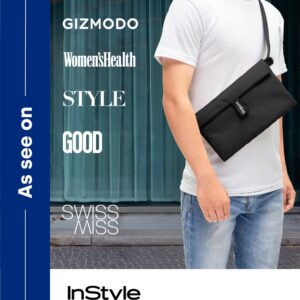 Notabag Crossbody bag (black) – All in one tote bag, handbag, fanny pack & belt bag – Innovative design made from recycled materials – Crossbody bag men and women – Versatile cross body bag