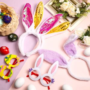 36 Pcs Easter Bunny Ears Headbands and Easter Party Eye Glasses Bunny Party Favors Plush Rabbit Ears Funny Chick Eggs Glasses Eyewear for Teens Adult Easter Birthday Bunny Party Supplies Decorations