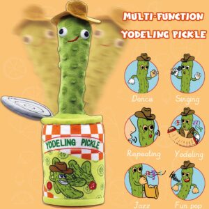 Yodeling Pickle, Talking Yodeling Toy Repeats What You Say, Singing Pickle Plush Toys - Rechargeable Twisted Mimicking Toy Singing Dance, Funny Prank Novelty Gag Gift for Adults & Kids