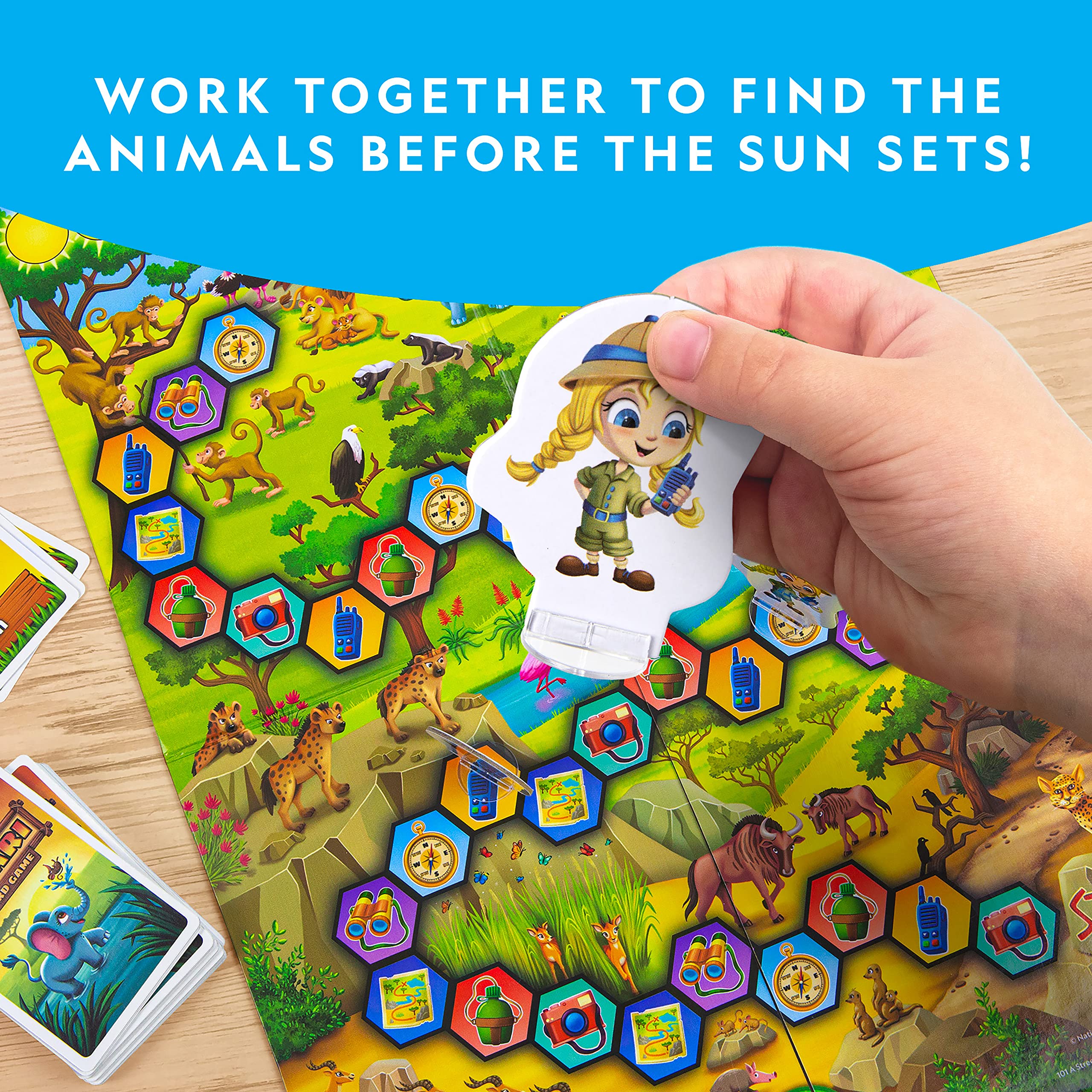 NATIONAL GEOGRAPHIC My First Safari Board Game for Kids 4-6 – Animal Game for Kids & Adults, Cooperative Fun Perfect for Family Game Night, Kids Board Games, Games for Family Night