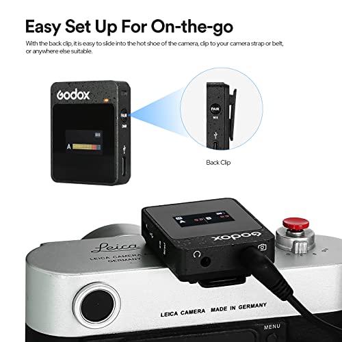 Godox MoveLink II M2 Wireless Lavalier Microphone System(2 TX + 1 RX + Charging Case), 2.4G Wireless Noise Cancelling Mic, 100m(328ft) Range for Camera, Computer, Smartphone TikTok Interview Recording