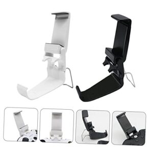 SOLUSTRE Stand Holder 2pcs Controller Black White Phone Organizer Gamepad Conter One Display Mobile Holder with Bracket for Stands Clip Game Gaming Compatible Rack Cellphone