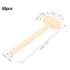 50 Pcs Wooden Hammers Children Baby Hammer Small Lightweight Kids Hammers Toys Simulation Wooden Hammers for DIY Crafting