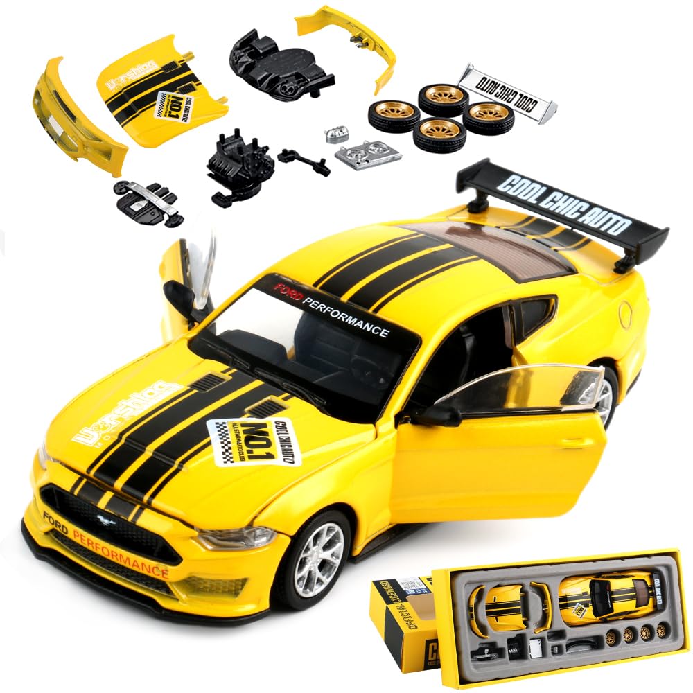 chengchuang GT500 Alloy Toy Cars, 1:42 Disassembly Compatible Car Model, DIY Car Model Kit for Kids Age 13+ Adult