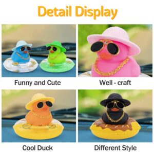 wonuu Car Duck Ornament Dashboard Decorations Rubber Duck Car for Car Dashboard Accessories with Swim Ring Sunglasses Hat and Necklace, A_Black Duck