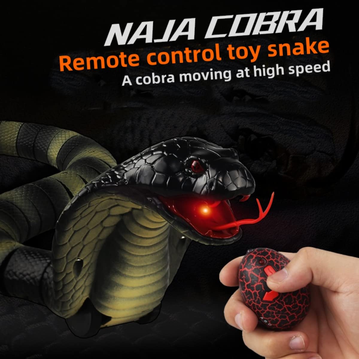 sniamo Remote Realistic Snake-Rechargeable RC Realistic Cobra Fake -for Prank Christmas Control Robot Toys Birthday Gifts -Party Supplies Animal(Black)…