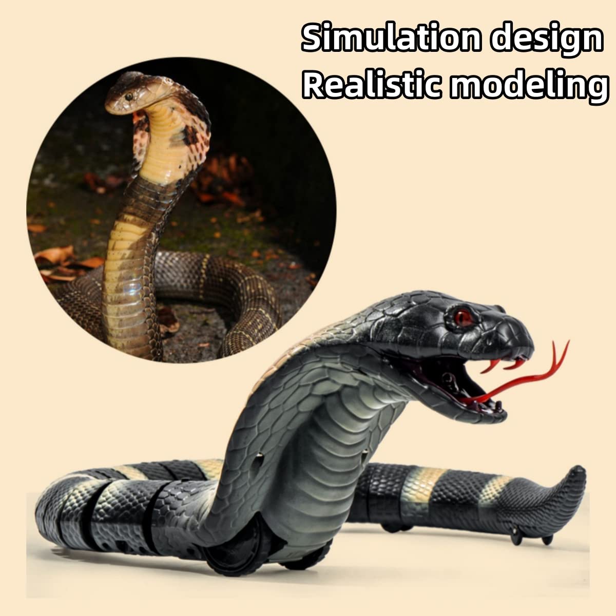 sniamo Remote Realistic Snake-Rechargeable RC Realistic Cobra Fake -for Prank Christmas Control Robot Toys Birthday Gifts -Party Supplies Animal(Black)…