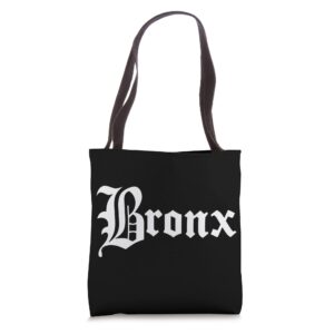 bronx new york nyc blackletter tote bag