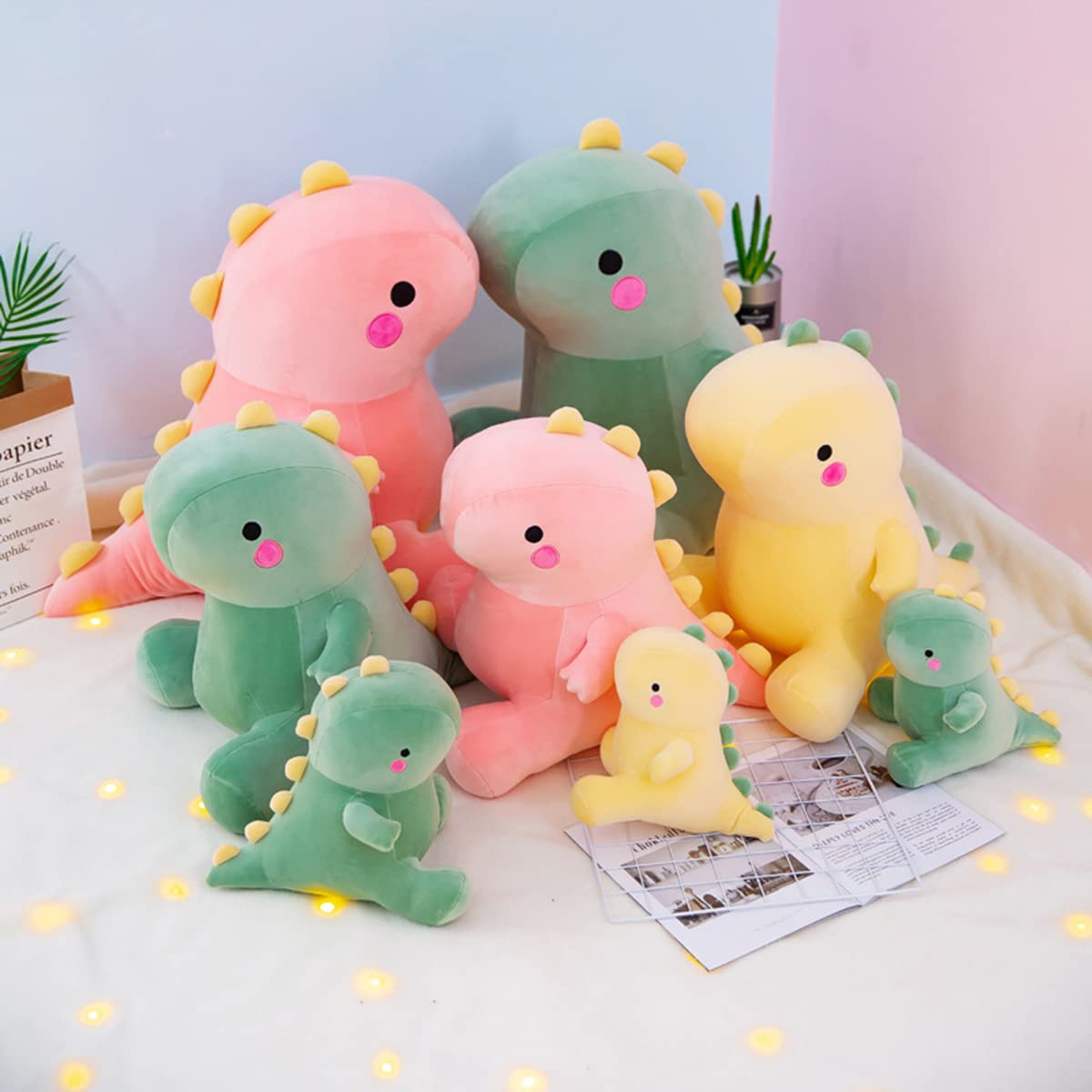 FPYWO Dinosaur Plush Toys,Yellow Fat Dinosaur Stuffed Animals,9.8inch Cute Plush Dinosaur Soft Dino Plushies Dolls for Kids Girls Boys,Graduation Gifts