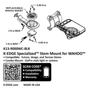 K-Edge | Specialized Future Bicycle Computer Handlebar Combo Mount | Garmin | Black