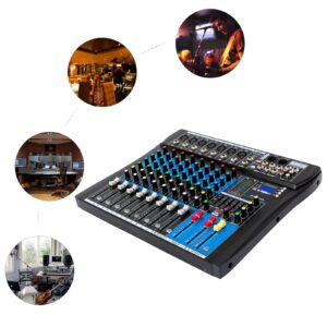 8 Channel DJ Digital Audio Mixer Live Studio Audio Sound Mixer Console Professional Sound Mixing Console for Home KTV Conferences Bars Stage Performances