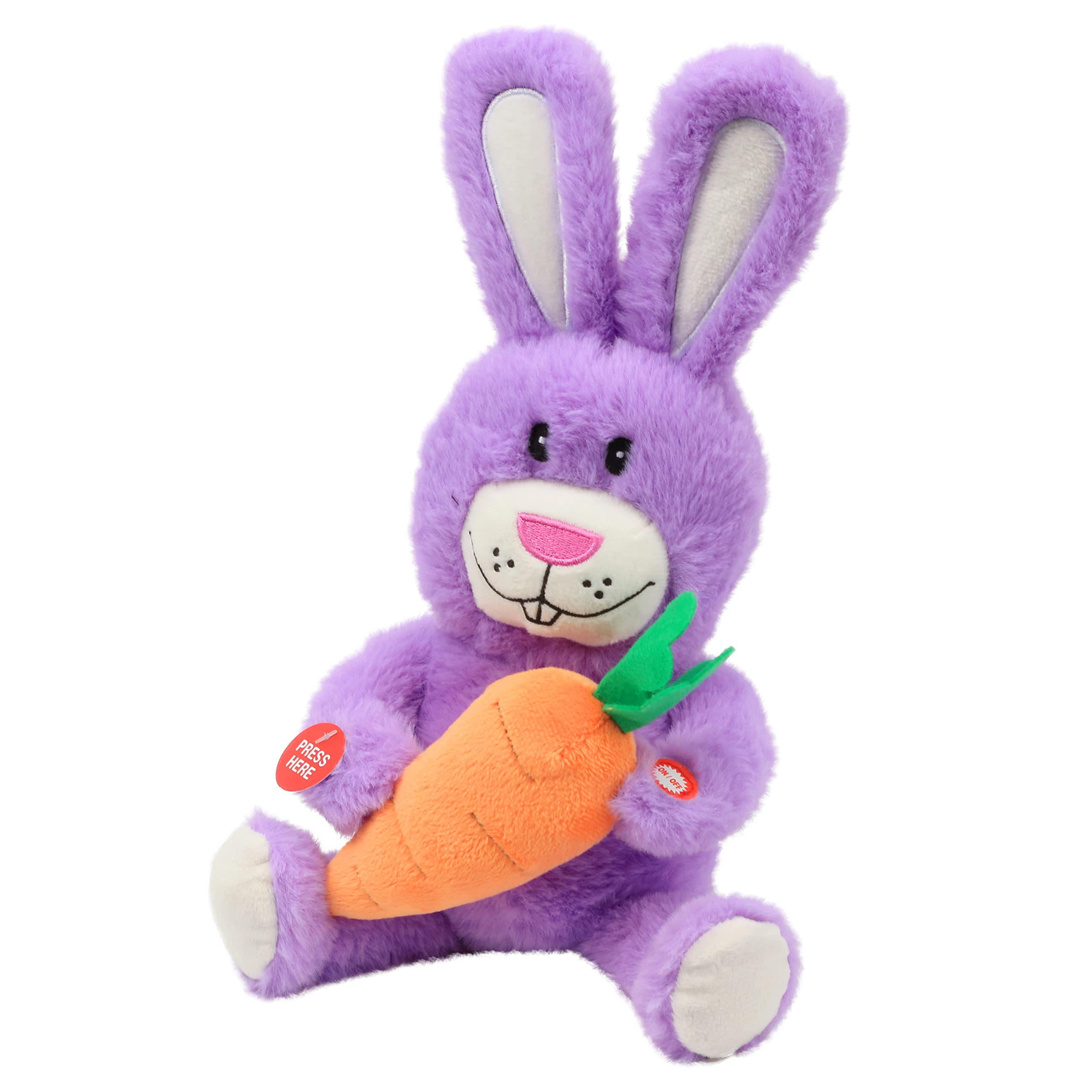 Hopearl Talking Singing Bunny Repeats What You Say Rabbit Musical Shaking Head Electric Interactive Animated Toy Speaking Plush Buddy Gifts for Toddlers, Purple, 15''