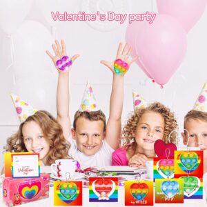 Valentines Day Gifts for Kids Classroom Prizes- 30 Pack Heart Sensory Pop Toys with Valentines Cards for Kids School, Bulk Fidget Toys Party Favors Goodie Bag Stuffer Pinata Fillers Set for Girls Boys