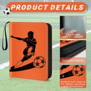 Soccer Card Binder 4-Pocket Trading Card Binder with 400 Card Sleeves Portable Card Album Case for Card Collection Soccer Star Sports Cards Display Case(400 Pocket Soccer)