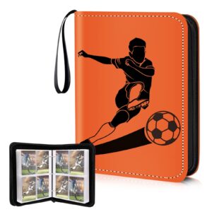 soccer card binder 4-pocket trading card binder with 400 card sleeves portable card album case for card collection soccer star sports cards display case(400 pocket soccer)