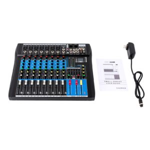 8 Channel DJ Digital Audio Mixer Live Studio Audio Sound Mixer Console Professional Sound Mixing Console for Home KTV Conferences Bars Stage Performances