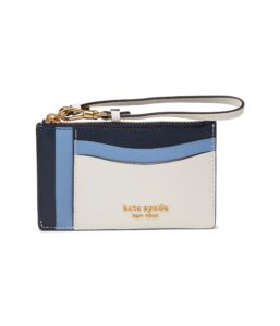 kate spade new york morgan color-blocked saffiano leather coin card case wristlet cream multi one size