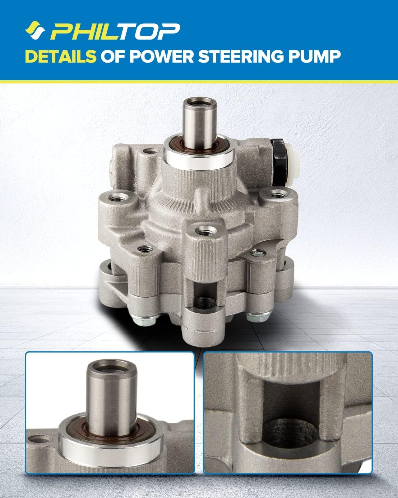 PHILTOP 21-5445 Power Steering Pump for 300 C 2005-2010, Challenger R/T 2009-2010 5.7L, Charger R/T 2006-2010, Magnum R/T 2005-2008, Power Asist Pump, Automotive Replacement Power Steering Pumps