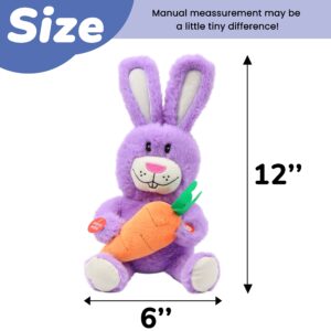 Hopearl Talking Singing Bunny Repeats What You Say Rabbit Musical Shaking Head Electric Interactive Animated Toy Speaking Plush Buddy Gifts for Toddlers, Purple, 15''