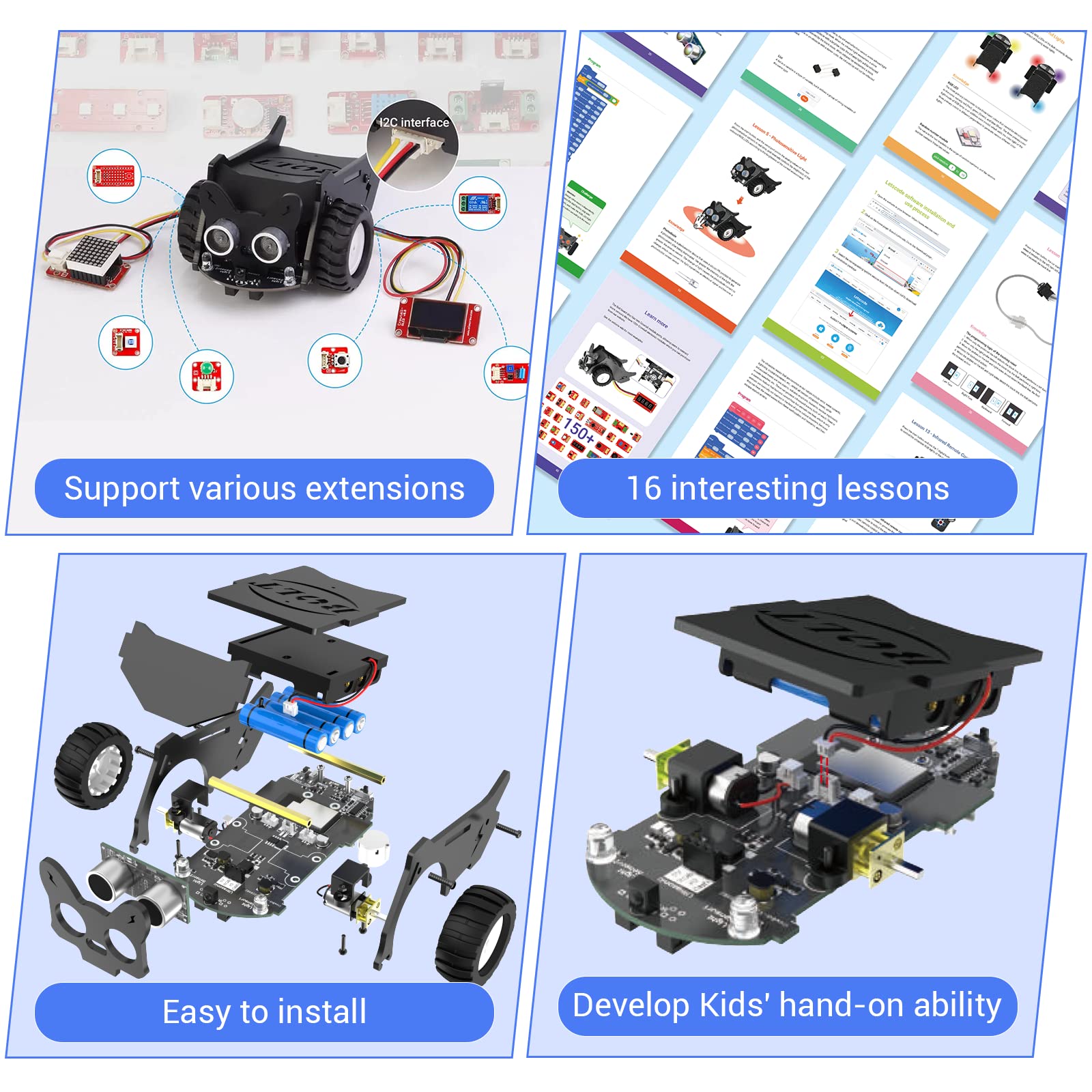 ELECROW STEM Projects Toys for Kids Ages 6+, Coding Robot Kit for Teens Learning Programming, Bulid Robot Toy Car, Electronics & Science Education Toys for Boys and Girls, MicroPython Program