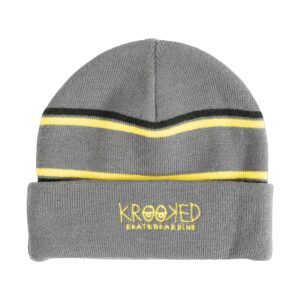 krooked skateboards beanie eyes cuff charcoal/yellow