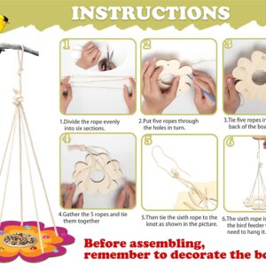 YOYOJOY 4 Pack Arts and Crafts Bird Feeders Kit for Kids, DIY Kids Crafts for Boys Girls Toddlers 3 4 6 8 12, Wooden Painting Craft Kits Outdoor Activities