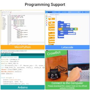 ELECROW STEM Projects Toys for Kids Ages 6+, Coding Robot Kit for Teens Learning Programming, Bulid Robot Toy Car, Electronics & Science Education Toys for Boys and Girls, MicroPython Program