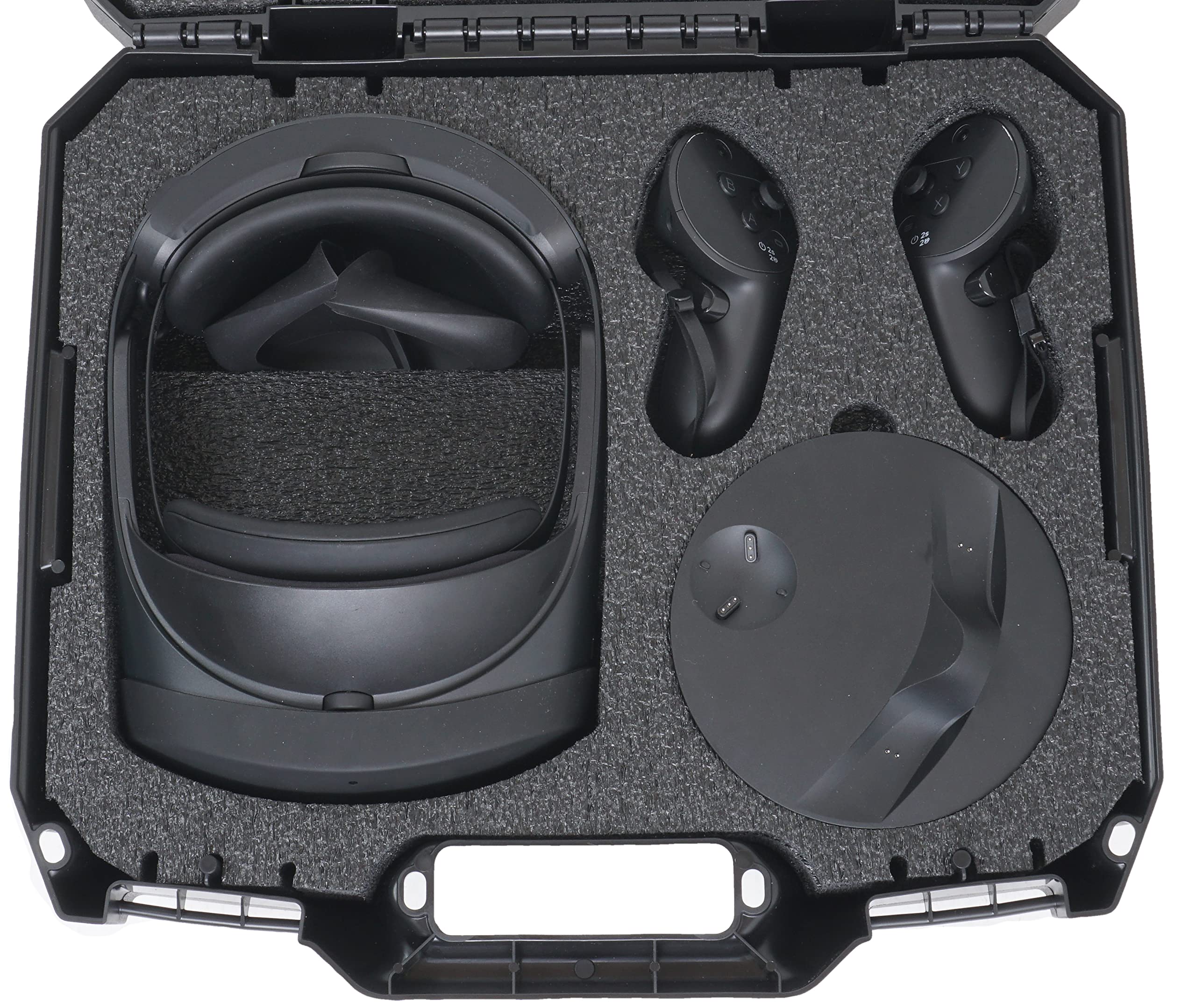 Case Club Hard Carry Case- Fits Meta Oculus Quest Pro VR Headset, 2 Touch Pro Controllers, Charging Base, Cords & More! Lockable Case w/Shock Absorbing Pre-Cut Foam Fits Quest Pro Out of the Box!