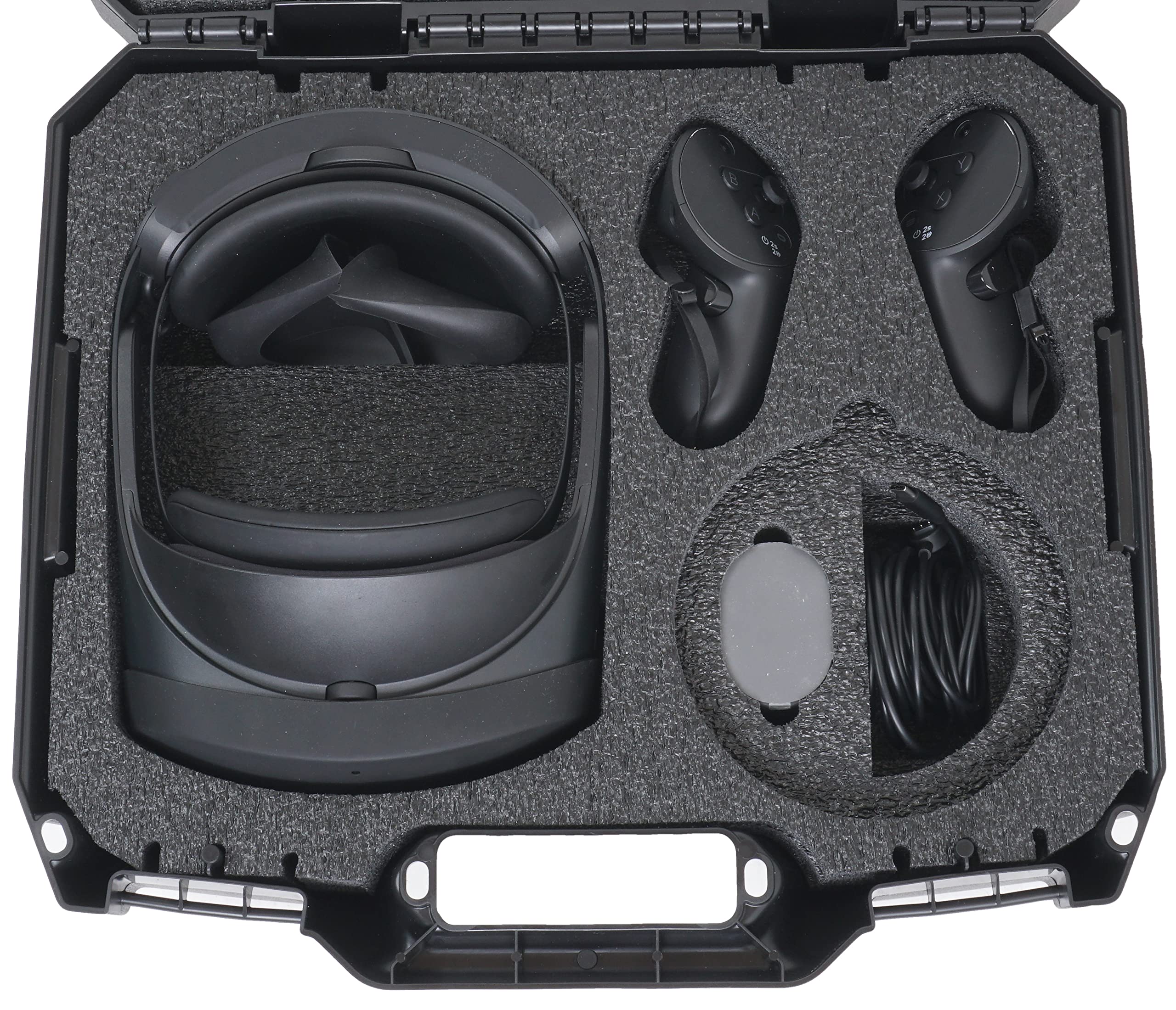 Case Club Hard Carry Case- Fits Meta Oculus Quest Pro VR Headset, 2 Touch Pro Controllers, Charging Base, Cords & More! Lockable Case w/Shock Absorbing Pre-Cut Foam Fits Quest Pro Out of the Box!