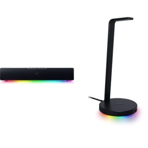 razer leviathan v2 x: pc soundbar with full-range drivers & base station v2 chroma: chroma rgb lighting - non-slip rubber base - designed for gaming headsets - classic black