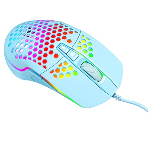 SOLUSTRE Laptop 1 PC Mute USB Honeycomb for Design Shell Backlight Accessory Bar Luminescent Compatible Hollow-Out Rainbow Desktop Home Mice RGB Optical Computer Conter Ergonomic with Wireless Mouse