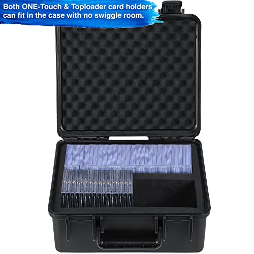 WPGEAR Waterproof Toploader Storage Box for 3" x 4" 35PT Rigid Card Holder, Trading Card Case Holds 300 Toploaders, Fit Sport Card with ONE Touch Magnetic Card Holder