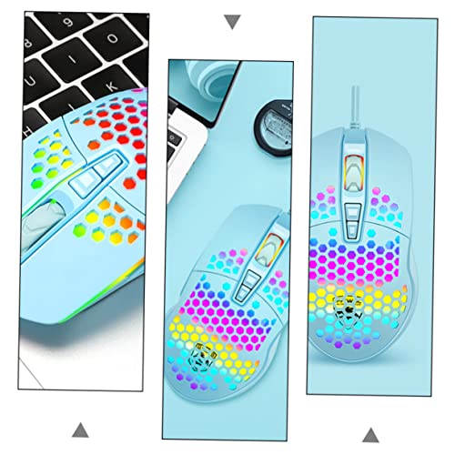 SOLUSTRE Laptop 1 PC Mute USB Honeycomb for Design Shell Backlight Accessory Bar Luminescent Compatible Hollow-Out Rainbow Desktop Home Mice RGB Optical Computer Conter Ergonomic with Wireless Mouse